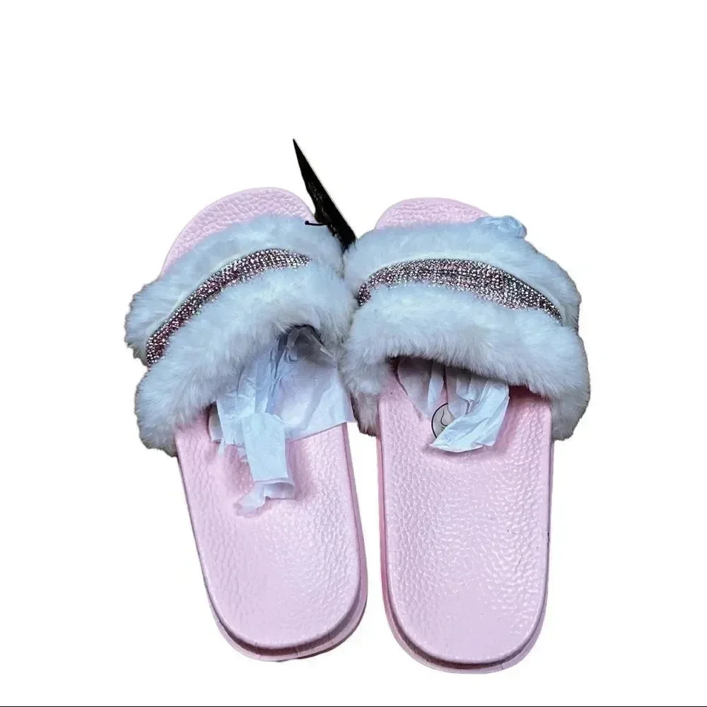 Bebe Girls Fur Slides 4/5